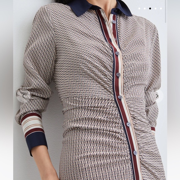 Shirt Dress Button Down Silk Dress Work Dress Long Sleeve Dress - Picture 5 of 17